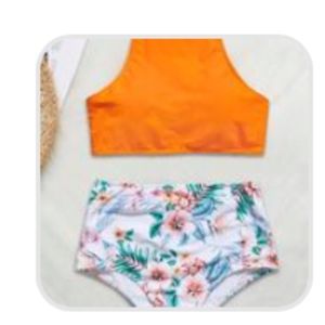 Halter Floral Printed Two Piece Swimsuit